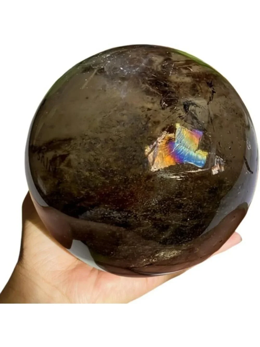 Large Smoky Quartz Crystal Sphere - Natural Healing Gemstone Ball for Home Decor